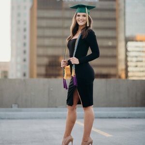 Lulu's Elegant Black Long Sleeve Dress